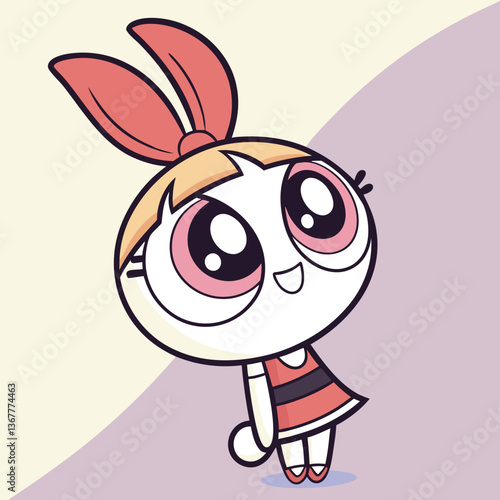 Delightful Cartoon Girl Character, Posing with Love, Perfect for Kids' Merch