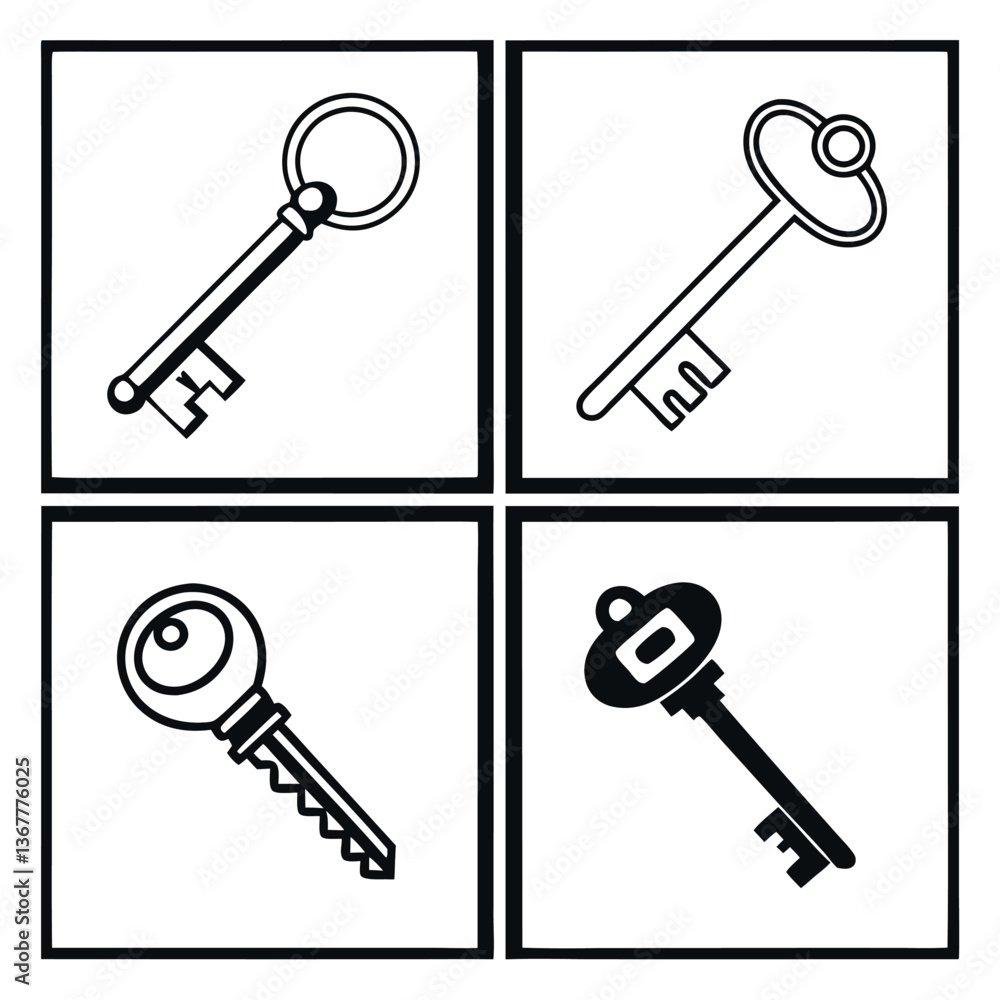 Set of keys vector illustration Set of keys vector illustration