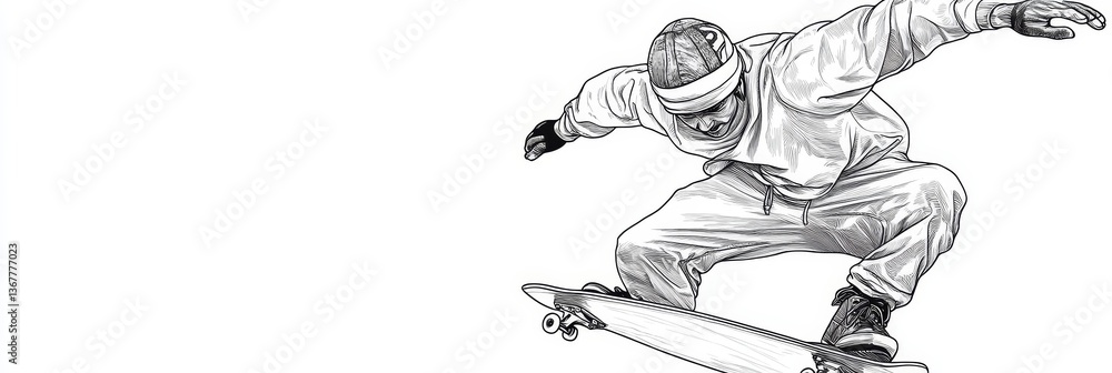 Obraz premium Skateboarder performing a trick action art