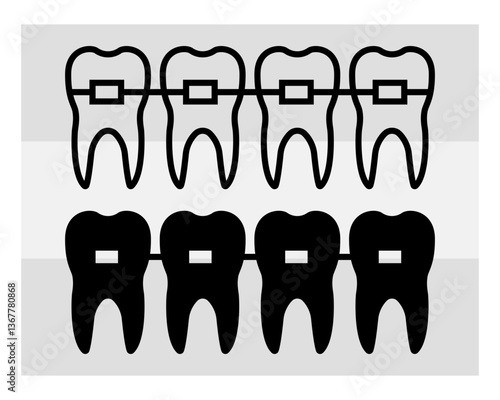 Fake Braces, Fake Braces Kit, Fake Braces Clip On, Braces Svg, Dental Braces For Kids, Braces Clipart, Teeth Svg, Braces Silhouette, Dentist, Dental Hygienist, Braces Outline, Eps, Cut file