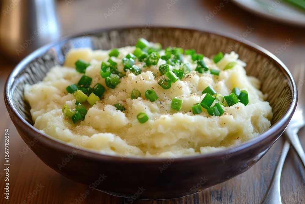 A bowl of Irish champ with scallions and buttery mash A bowl of Irish champ with scallions and buttery mash