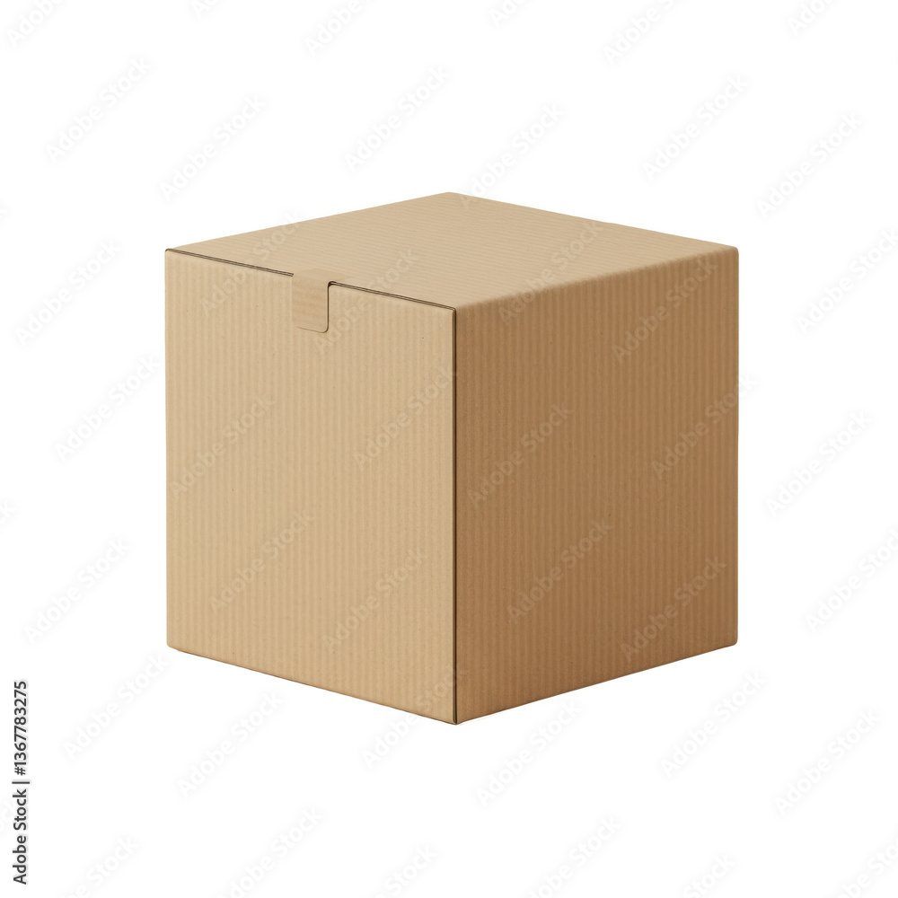 A simple studio shot of a closed cardboard box sitting isolated on a transparent background A simple studio shot of a closed cardboard box sitting isolated on a transparent background