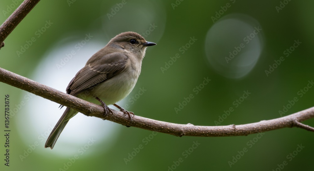 Obraz premium A small bird perched on a branch in a city park, surrounded by natural greenery, showcasing a peaceful moment in urban nature