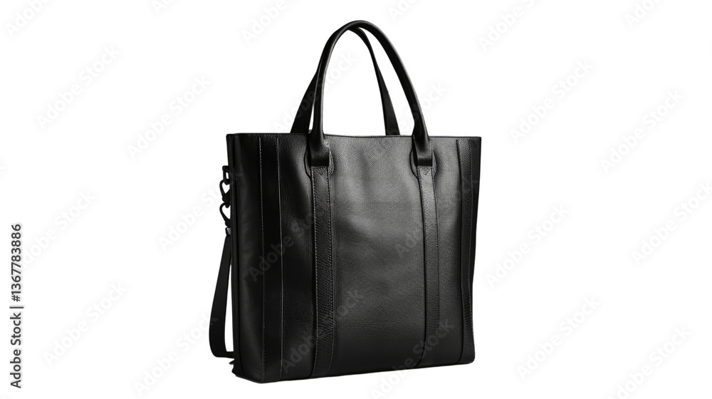 Elegant Tote Bag: A sleek, black leather tote bag exuding sophistication and timeless style. This versatile accessory is perfect for both everyday use and professional settings. Elegant Tote Bag: A sleek, black leather tote bag exuding sophistication and timeless style. This versatile accessory is perfect for both everyday use and professional settings.