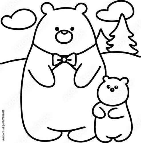 Bear Fathers Day,Cute bears celebrate together in joyful scene, perfect for Father Day