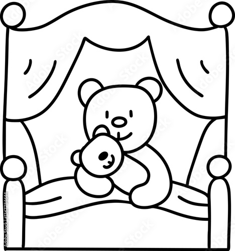 Bear Fathers Day,Cute bear illustration with parent bear holding baby bear in cozy setting
