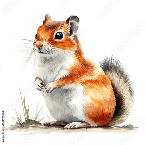 A watercolor painting of a hamster, isolated on a white background. Hamster vector.

