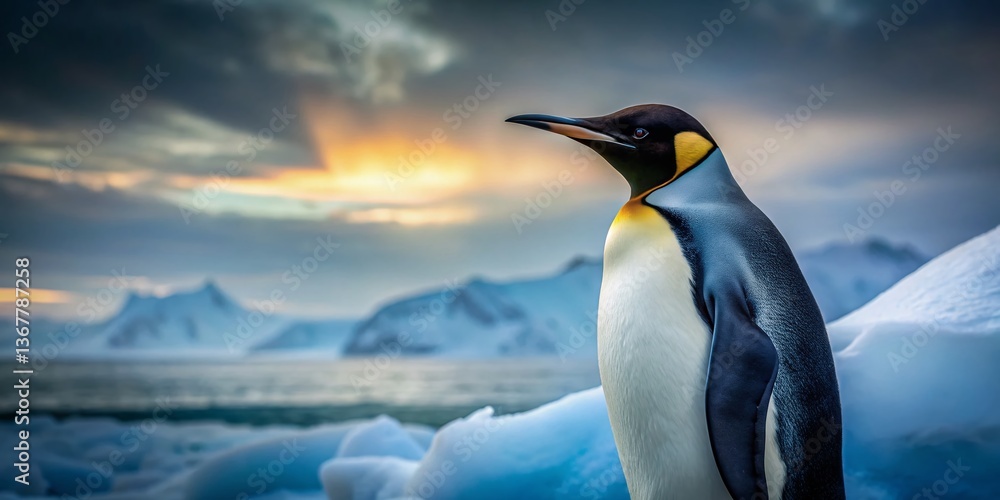 Obraz premium Majestic Penguin in Antarctic Low Light: Wildlife Photography
