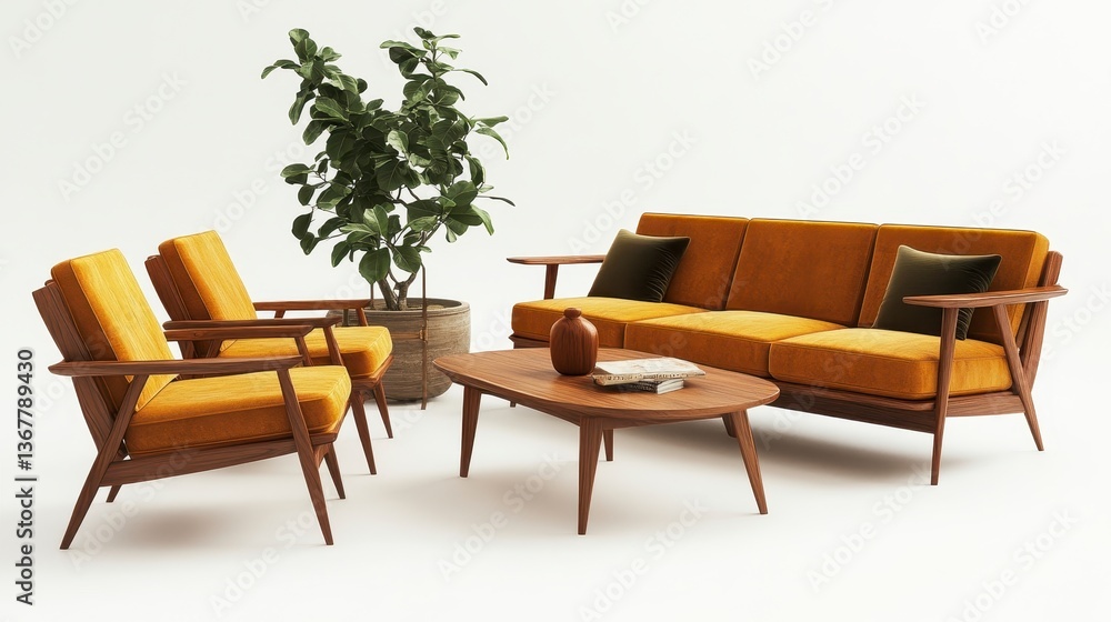 Fototapeta premium Modern Vintage Living Room Set