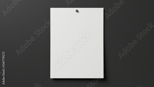 A clean, white, blank sheet of paper pinned to a dark background.