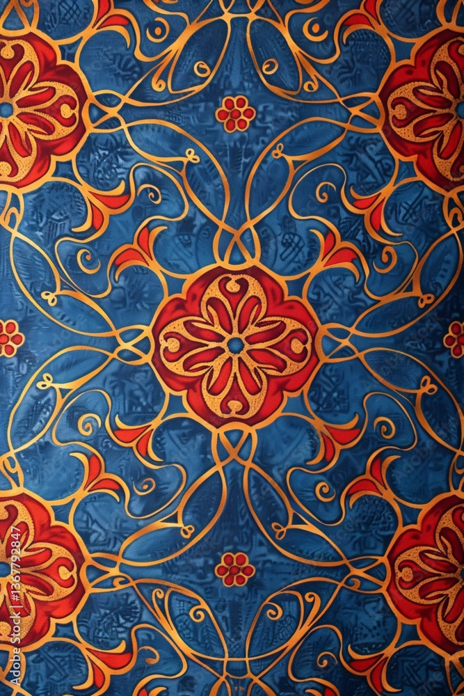 Seamless abstract floral pattern repeating on blue background for textile, fabric, wallpaper and interior design Seamless abstract floral pattern repeating on blue background for textile, fabric, wallpaper and interior design