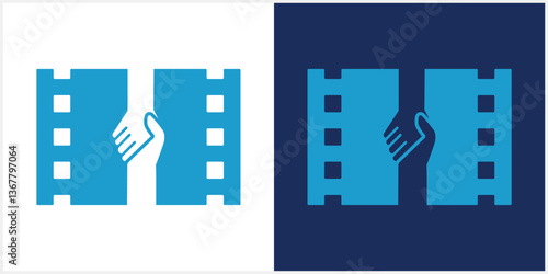 media with handshake logo design abstract vector