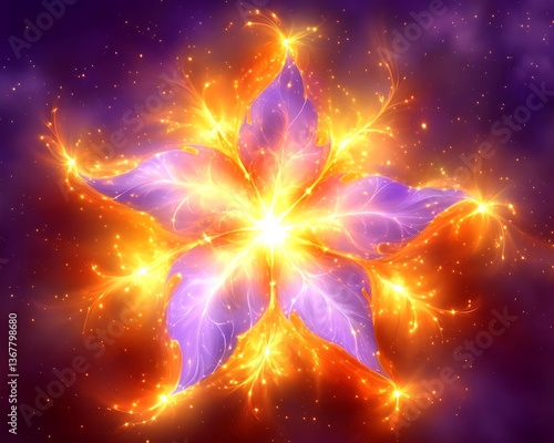 Wallpaper Mural A vibrant and radiant glowing flower with sparkling light effects Torontodigital.ca