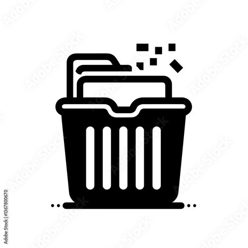Document-filled trash can icon representing file deletion and data disposal
