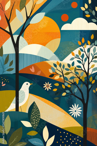 Colorful spring, summer illustration