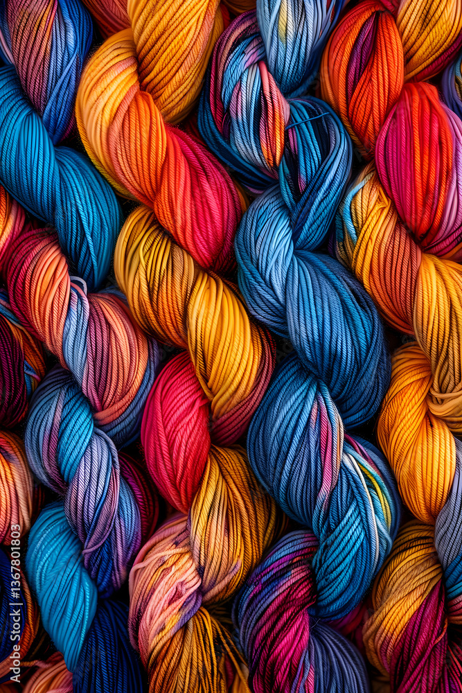 Intricate Yarn Texture Pattern with Vibrant Hues and Symmetrical Design Evoking Warmth and Comfort Intricate Yarn Texture Pattern with Vibrant Hues and Symmetrical Design Evoking Warmth and Comfort