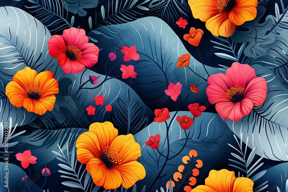 Groovy Botanical Flow – Ocean-Inspired Floral Seamless Design Groovy Botanical Flow – Ocean-Inspired Floral Seamless Design