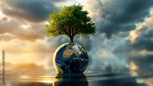 A Tree of Life on a Calm Planet: A Symbol of Hope and Environmentalism
