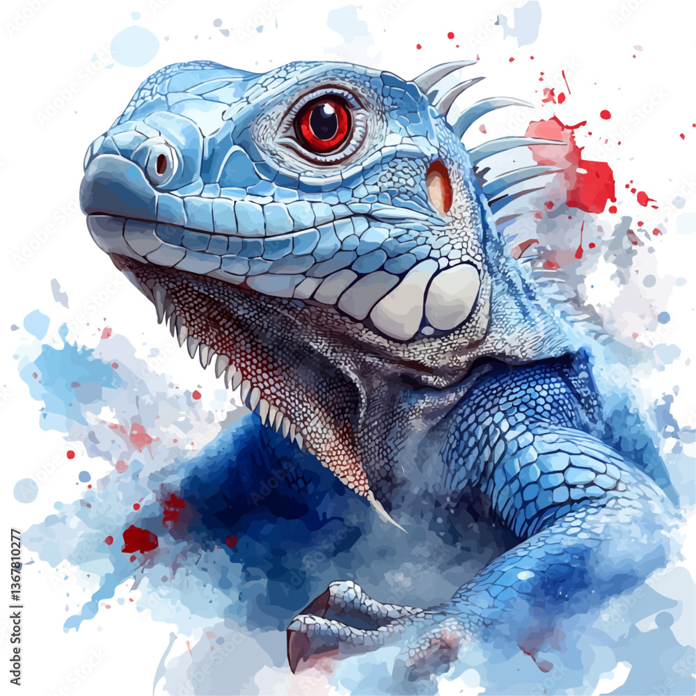 A watercolor painting of an iguana, isolated on a white background. Iguana vector.
A watercolor painting of an iguana, isolated on a white background. Iguana vector.