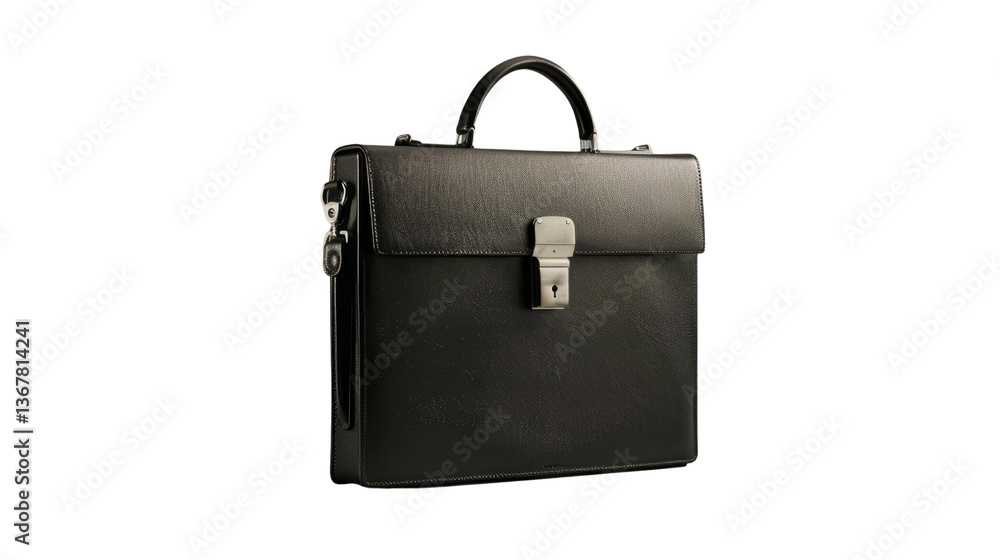 Sophisticated Briefcase: A close-up shot of a stylish black briefcase with a sturdy handle, metal clasp, and a structured design, perfectly conveying professionalism and elegance. Sophisticated Briefcase: A close-up shot of a stylish black briefcase with a sturdy handle, metal clasp, and a structured design, perfectly conveying professionalism and elegance.