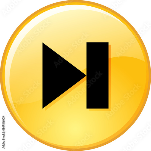 Free Download play/pause button icon vector illustration. A black check mark symbol with a yellow circular border around it..png - GFXLoad