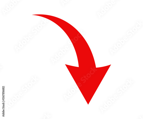 Free Download A simple, red, curved arrow pointing down icon. Direction symbol. Arrow symbol for app vector design and illustration.
 - GFXLoad