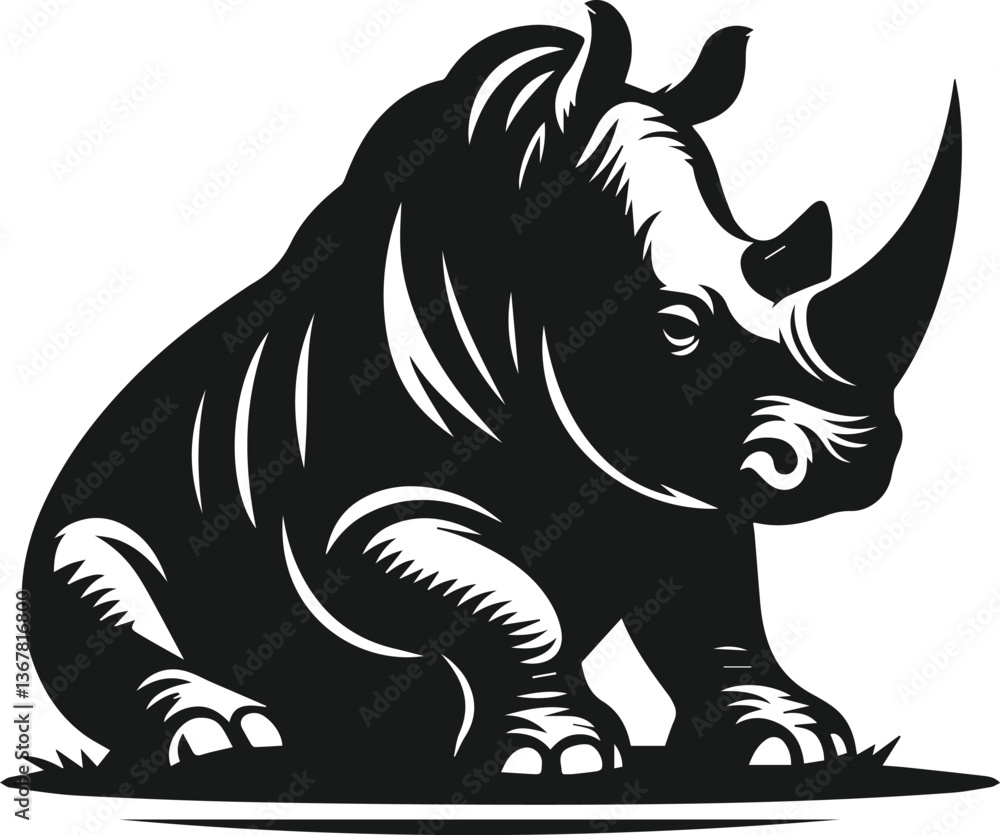 Obraz premium rhino animal vector silhouette