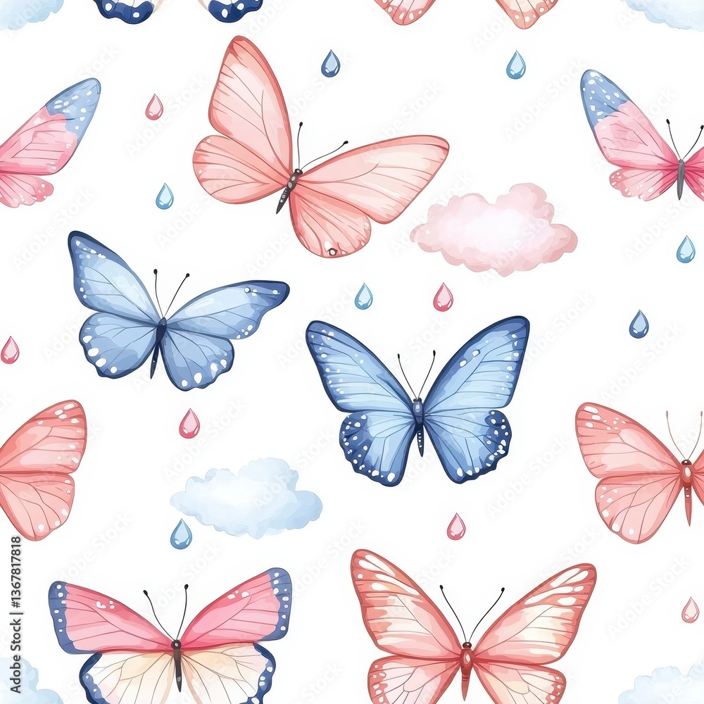 Seamless patter with Butterfly Dream Watercolor Pattern Seamless patter with Butterfly Dream Watercolor Pattern