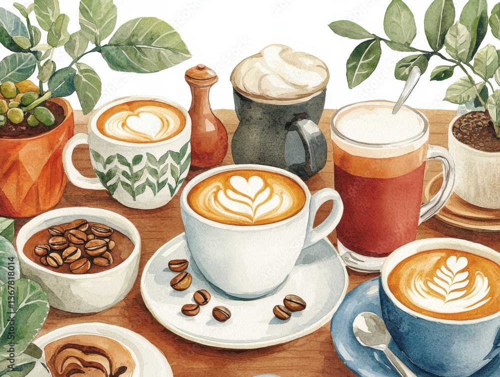 Inviting cafe scene with coffee and pastries where diverse friends enjoying fair trade coffee and good company together Inviting cafe scene with coffee and pastries where diverse friends enjoying fair trade coffee and good company together
