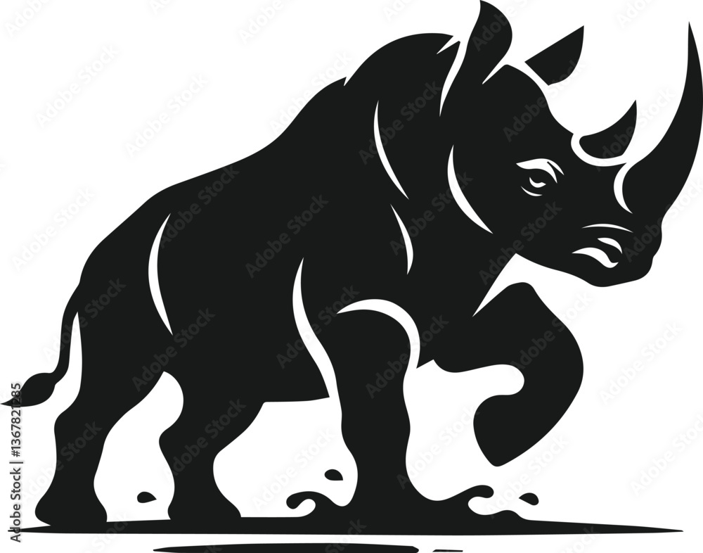 Fototapeta premium rhino animal vector silhouette