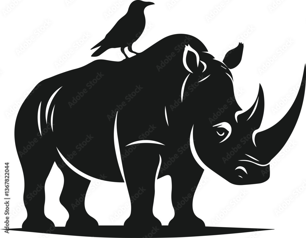 Fototapeta premium rhino animal vector silhouette