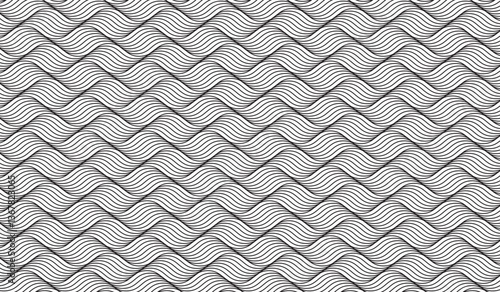 Waves seamless pattern. Abstract curve lines repeat tiling background. Rhythmic waves pattern. Modern geometric curve line seamless pattern.