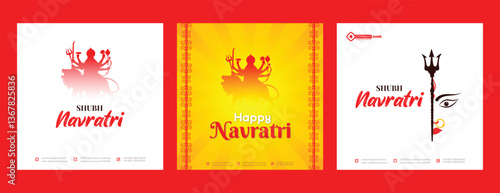Shubh Navratri puja good wishes vector file