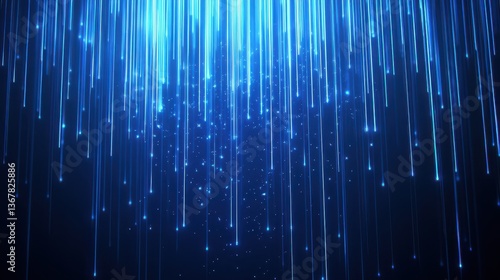 A mesmerizing display of glowing blue light streaks downward against a dark backdrop, invoking a sense of technological advancement.