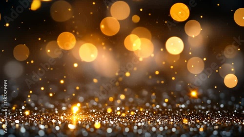 Glowing bokeh lights with sparkling particles in seamless loop for elegant background