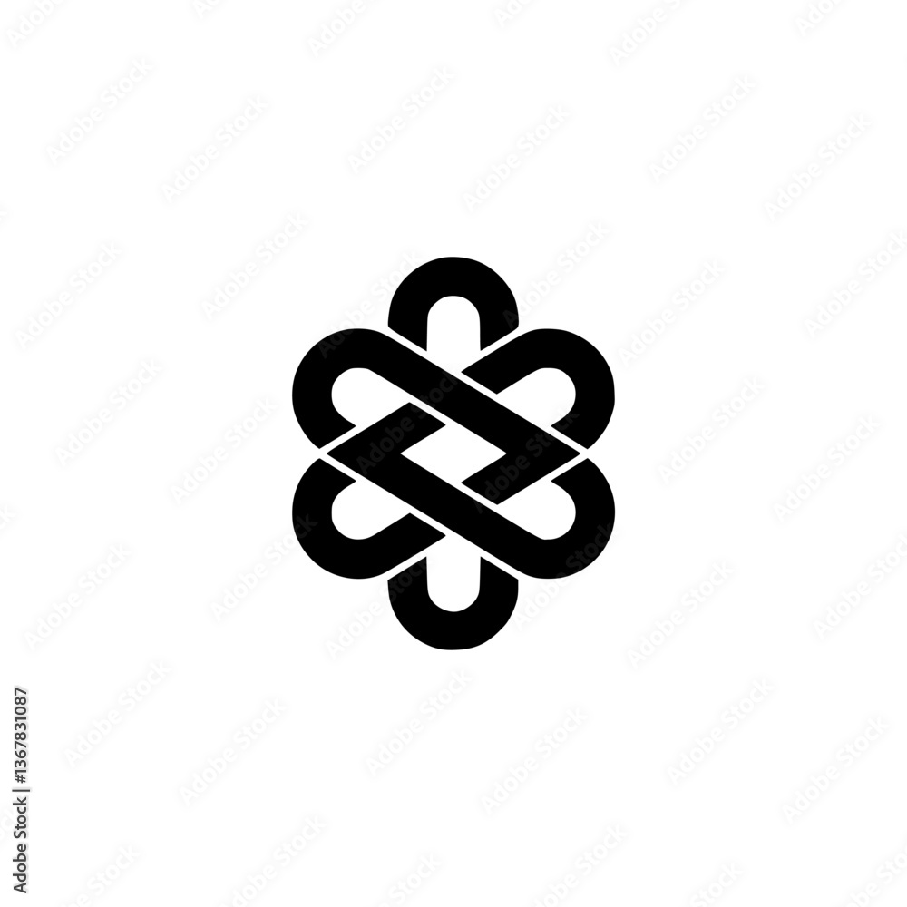 Minimalist Geometric Knot Symbol on White Background Minimalist Geometric Knot Symbol on White Background