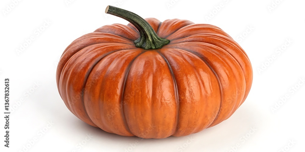 Obraz premium A Single Perfectly Formed Orange Pumpkin Isolated on White Background