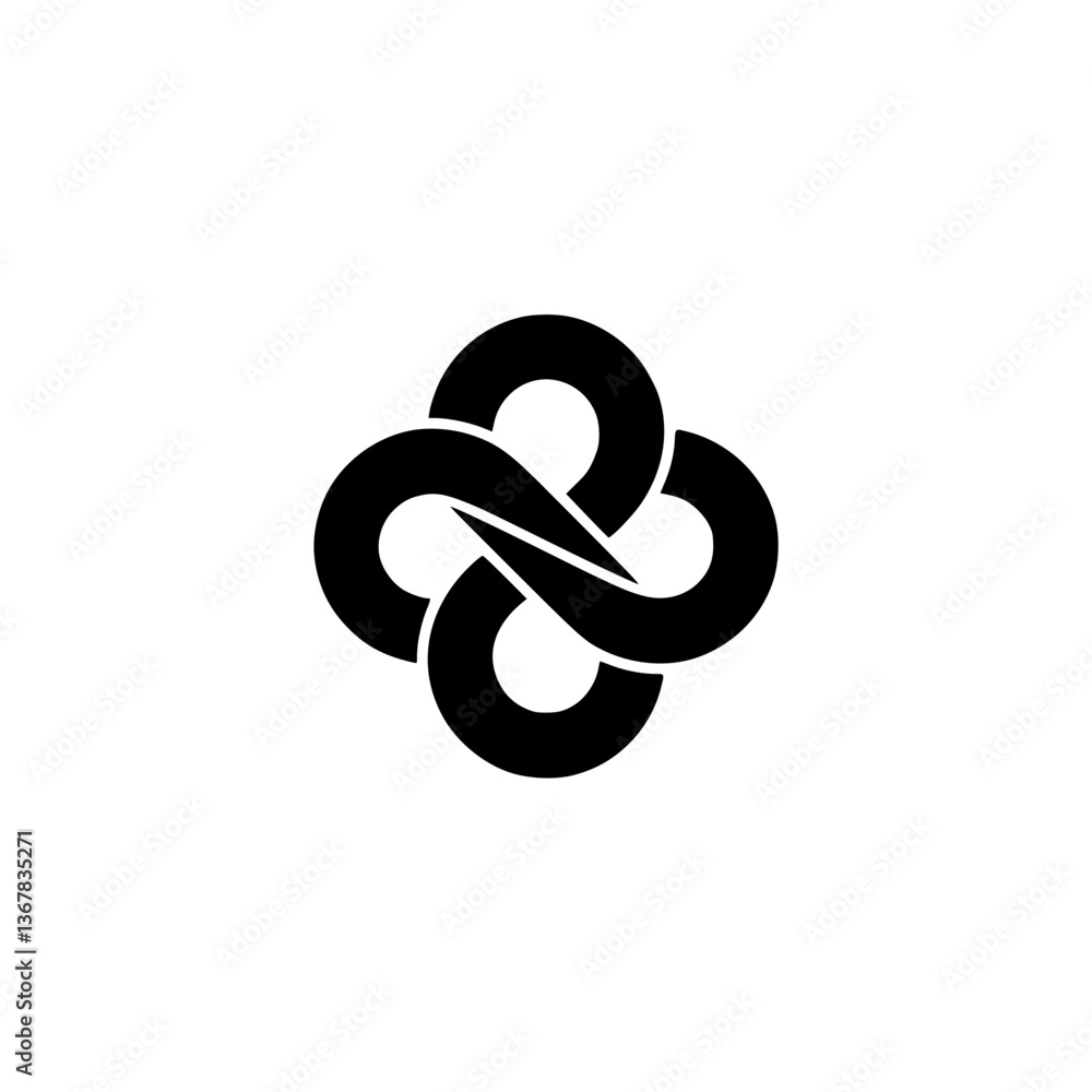 Elegant Black Intertwined Symbol on White, Modern Design Elegant Black Intertwined Symbol on White, Modern Design