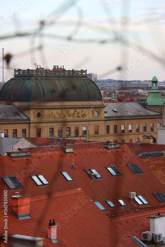 Obraz na płótnie Various historic and contemporary buildings in downtown Zagreb, Croatia. w salonie