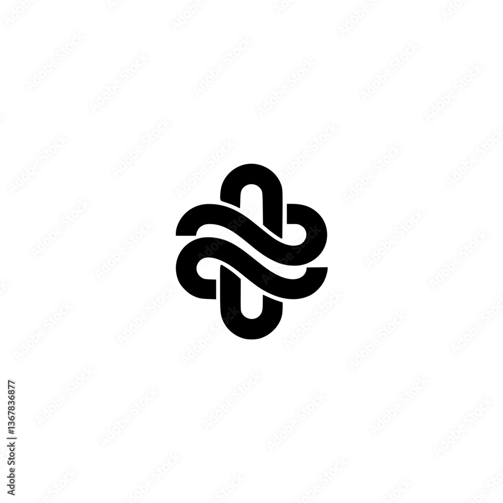 Fototapeta premium Minimalist Abstract Logo Design, Black Symbol on White Background