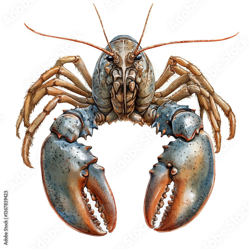 A watercolor painting of a lobster, isolated on a white background. Lobster vector.

