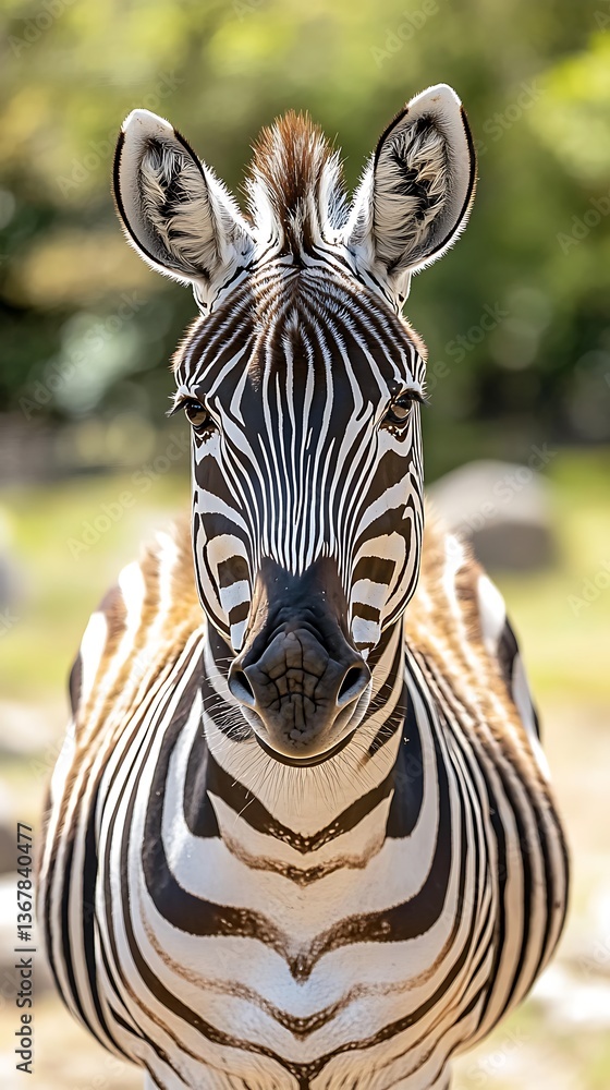 Naklejka premium Close-up of a zebra's head and shoulders