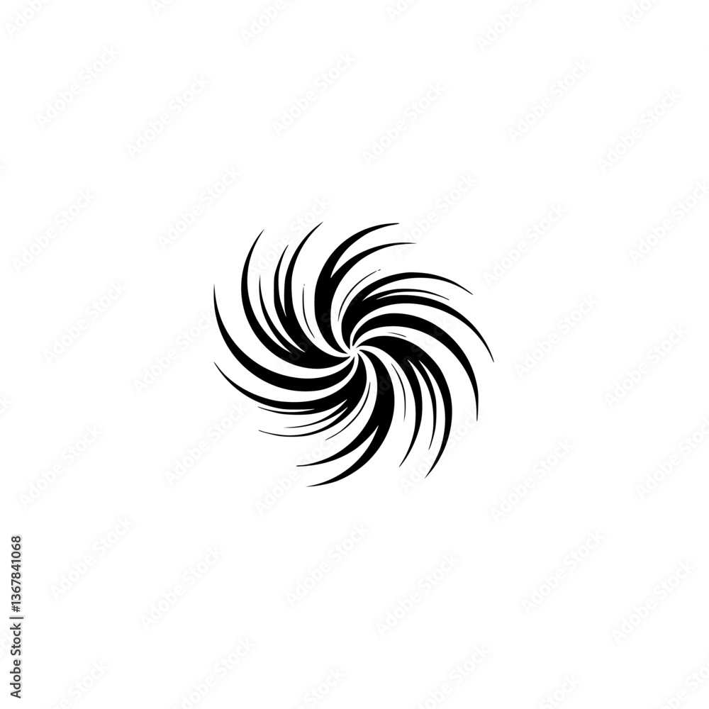 Black Vortex Swirl Abstract, Minimalist Design Element Black Vortex Swirl Abstract, Minimalist Design Element