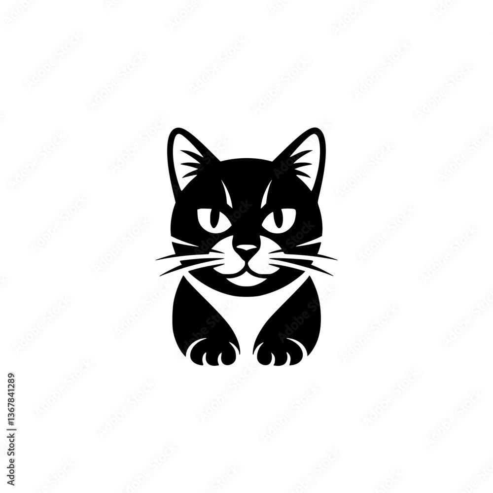 Fototapeta premium Vector Black Cat Logo, Minimalist Design, Cat Silhouette