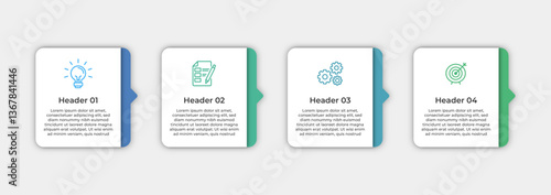 Fourstep process with icons of a lightbulb checklist gears and a target.