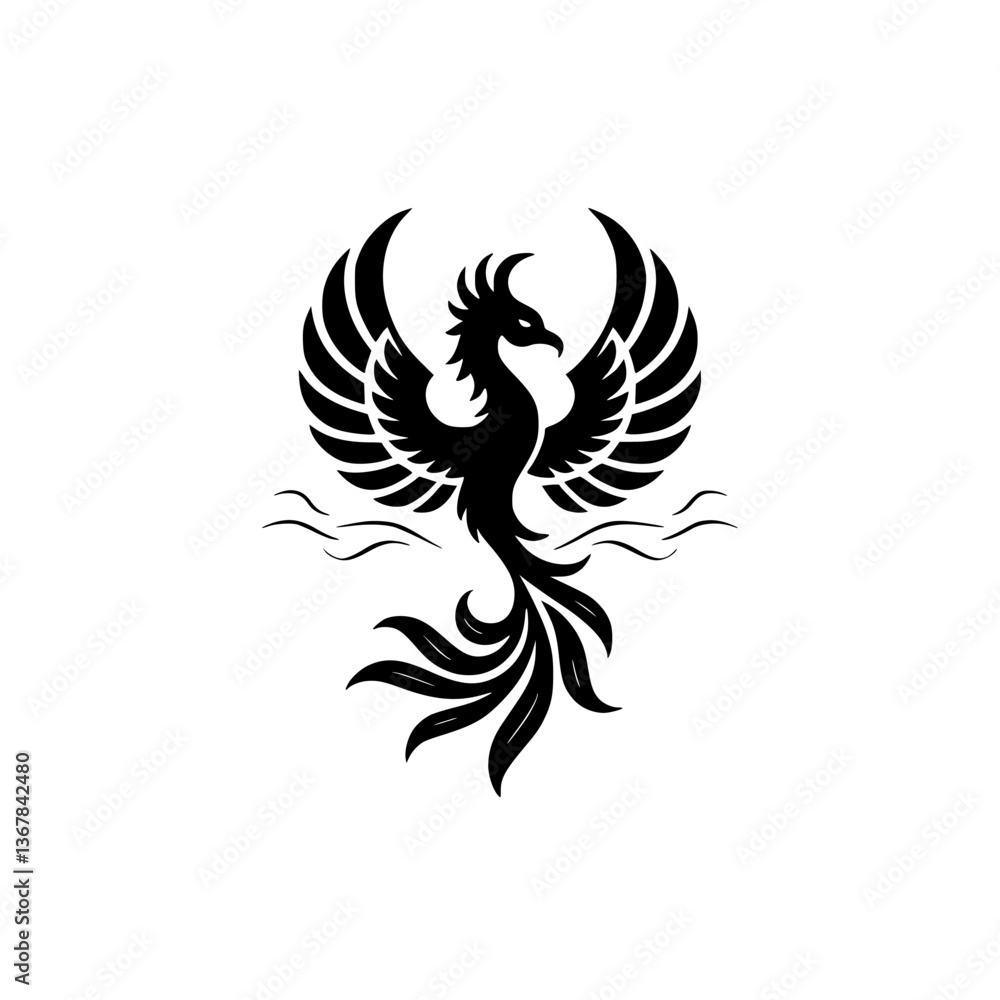 Obraz premium Black Phoenix Logo: Rising From Ashes, Icon, Symbol