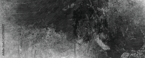 Abstract Brushed Metal Texture with Scratched Surface in Monochrome Gray Tones

