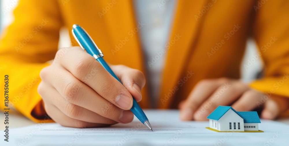 The essence of the hand-signing documents alongside a model house step in property transactions The essence of the hand-signing documents alongside a model house step in property transactions