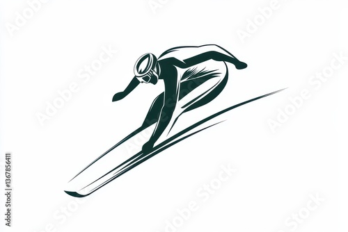 Minimalist Black and White Ski Jumper Logo Design