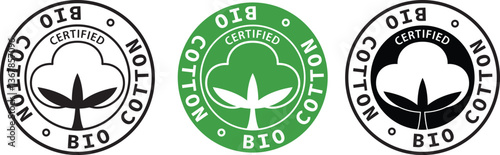 Bio Cotton icon. Organic cotton icon, 100 natural bio and eco product. Cotton label and tag